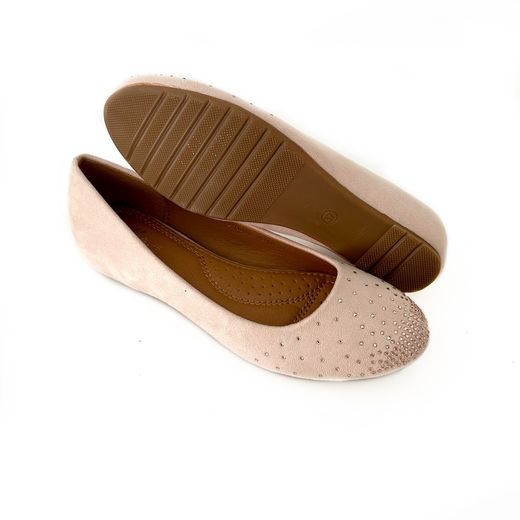 Ballerine In Camoscio Con Zeppa Per Donna Beige