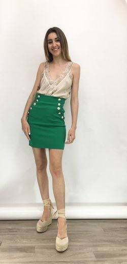 Mini Falda Botones Verde