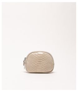 Monedero De Piel Con Estampado Animal Print Beige