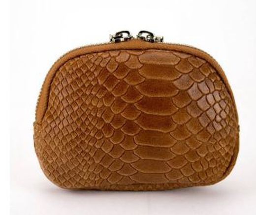Monedero De Piel Con Estampado Animal Print Camel