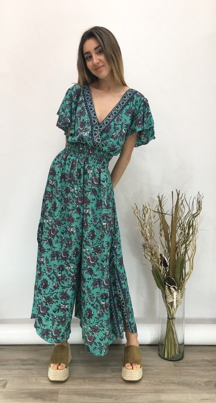 Mono Largo De Mujer Con Estampado Bohemio Turquesa