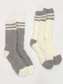 Lot de deux paires de chaussettes moelleuses à rayures