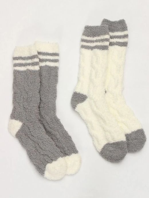 Lot de deux paires de chaussettes moelleuses à rayures