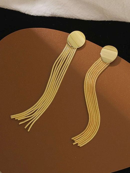 Pendientes Largos Con Flecos Oro
