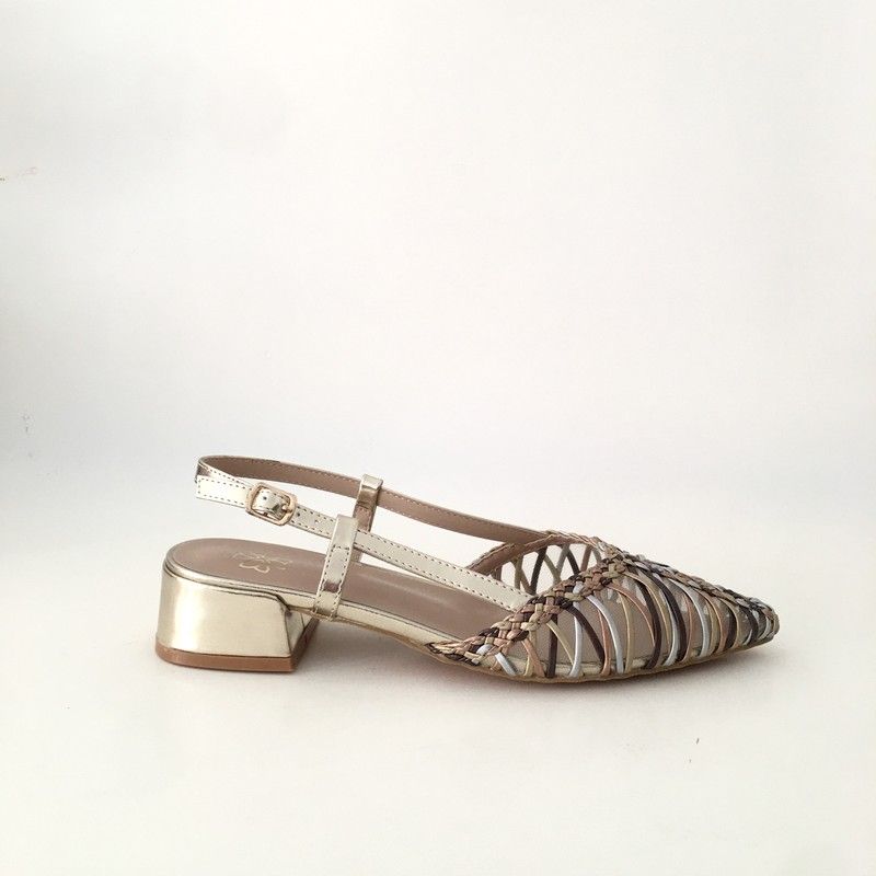 Sandalia Cangrejera Trenzada Champagne