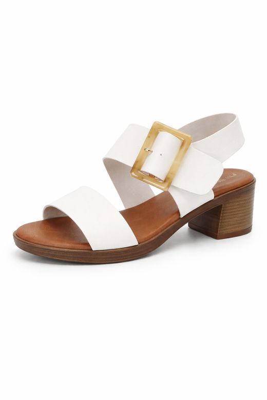 Sandale chic et décontractée à boucle, blanche