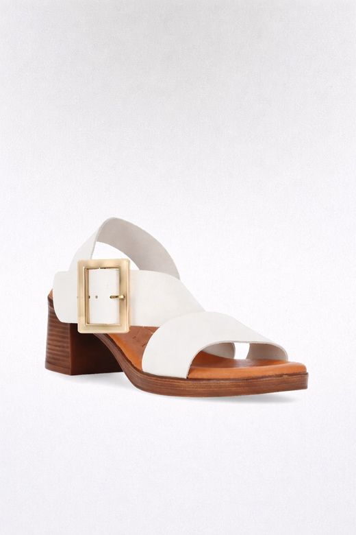 Sandale chic et décontractée à boucle, blanche