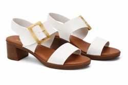 Sandale chic et décontractée à boucle, blanche