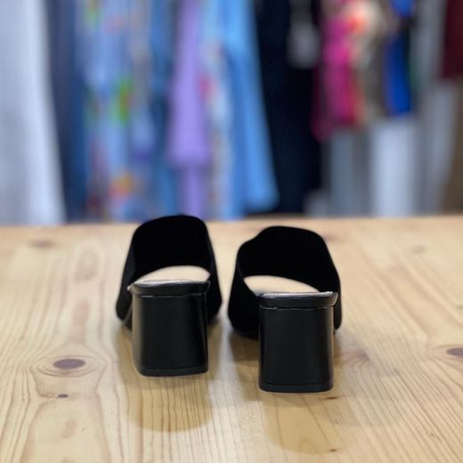 Sandalo Slingback Con Tacco Nero