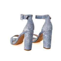 Sandália Erynn com salto efeito jeans azul