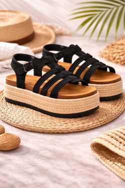 Sandália plataforma mediterrânica preta