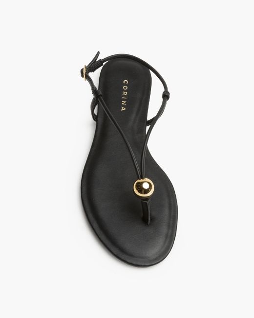 Sandália rasa com tiras, preta, marca Corina, REF M6456