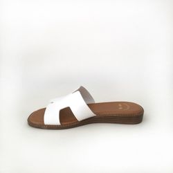 Sandale plate blanche rétro