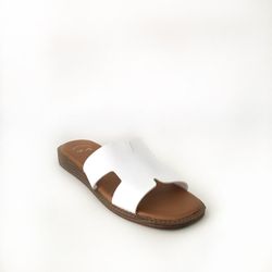 Sandale plate blanche rétro