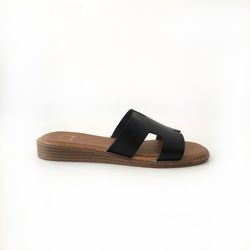 Sandalia Plana Retro Negro