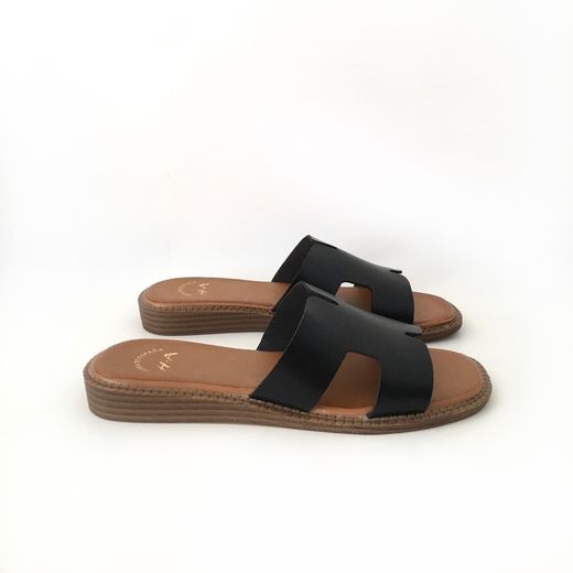 Sandalia Plana Retro Negro