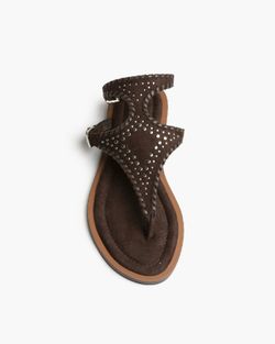 Sandália rasa perfurada com fivela dupla, castanha, marca Corina, REF M6430