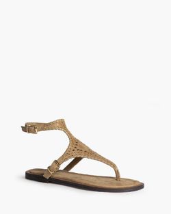 Sandália rasa perfurada com fivela dupla, cor camel, marca Corina, REF M6430