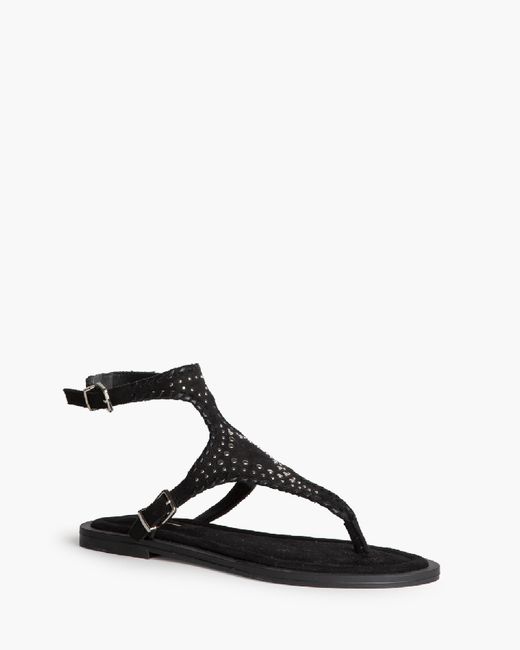 Sandália rasa perfurada com fivela dupla, preta, marca Corina, REF M6430