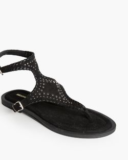 Sandália rasa perfurada com fivela dupla, preta, marca Corina, REF M6430