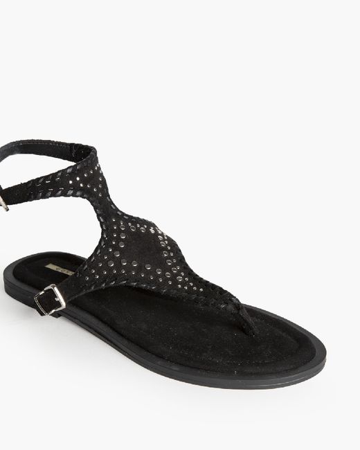 Sandália rasa perfurada com fivela dupla, preta, marca Corina, REF M6430