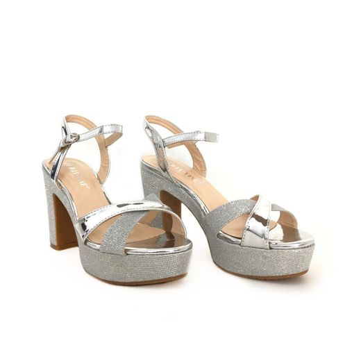 Sandalia de tacón Siri Plateado