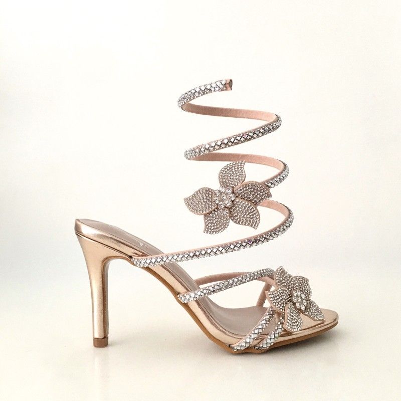 Sandalia Tacón Glamour Espiral Rosado