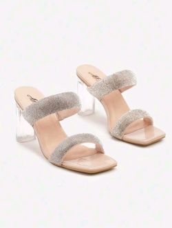 Shoes Sandale Bride Sandale Plate Transparente Strass Sandale à