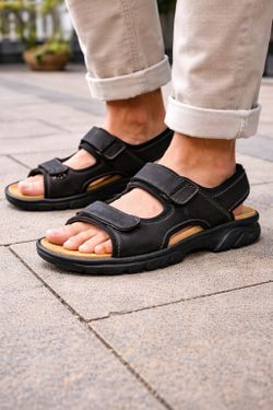 Sandalo da uomo in pelle per tutti i terreni nero