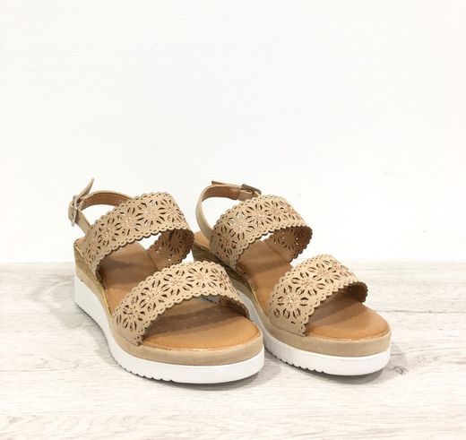 Sandalias Cuña Esparto Beige