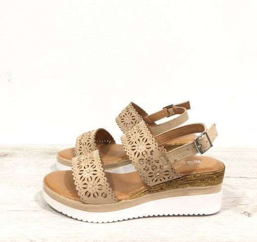 Sandalias Cuña Esparto Beige