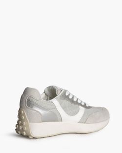 Sneakers in pelle scamosciata argento Corina Brand REF M6070