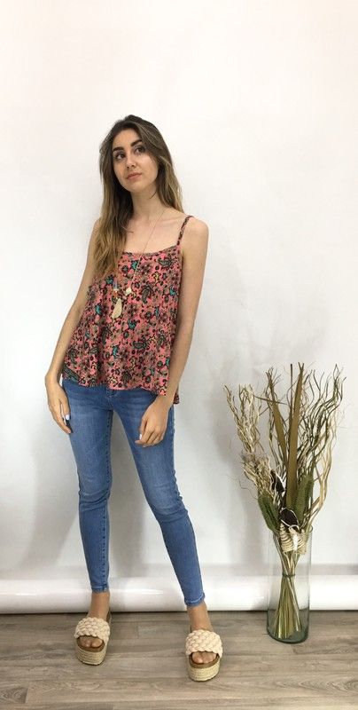 Top Tirantes Boho Rosa