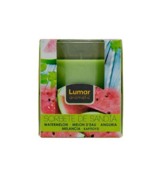 Vela Aromática Sabor Sandía En Vaso De Cristal Duración 28 Horas