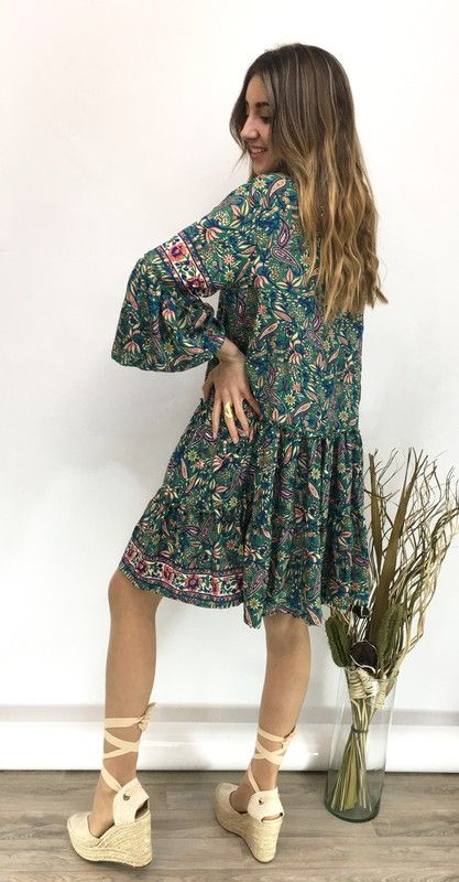 Vestido Ancho Estilo Boho Verde