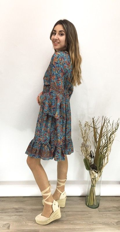 Vestido Boho Corto Azul