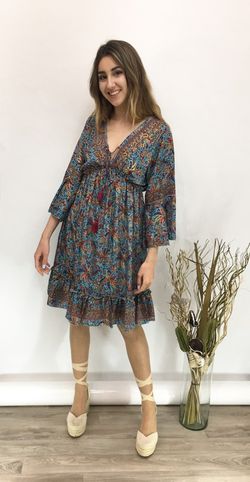 Vestido Boho Corto Azul