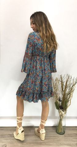 Vestido Boho Corto Azul