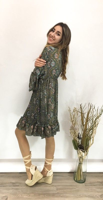 Vestido Boho Corto Verde