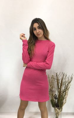Vestido De Punto Ajustado Fucsia