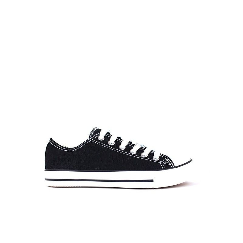Zapatilla Tipo Converse Plana Negro — Zapatos Calzados Germans
