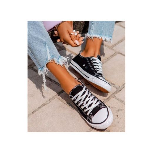 Zapatilla Tipo Converse Plana Negro