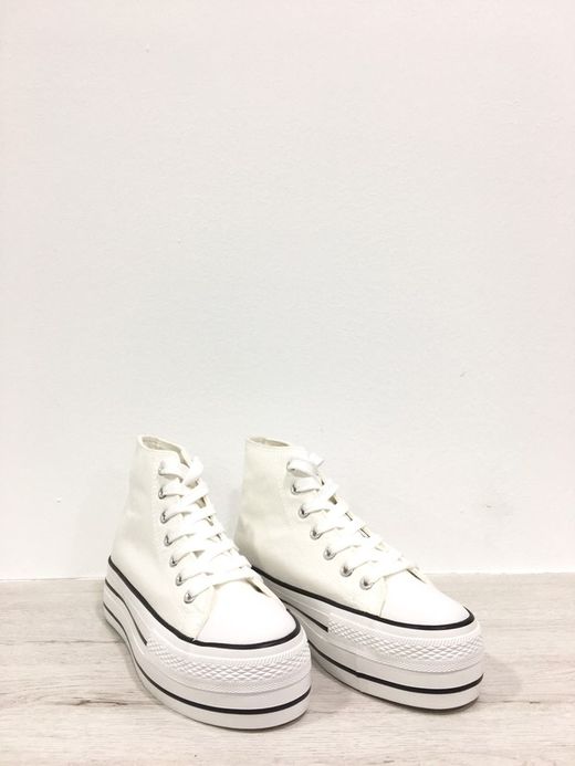 Zapatillas Blancas Abotinadas Plataforma