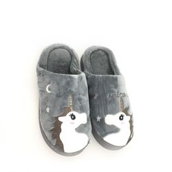 Zapatillas De Estar Por Casa Unicornio Gris