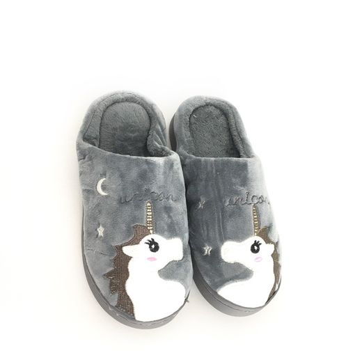 Zapatillas De Estar Por Casa Unicornio Gris