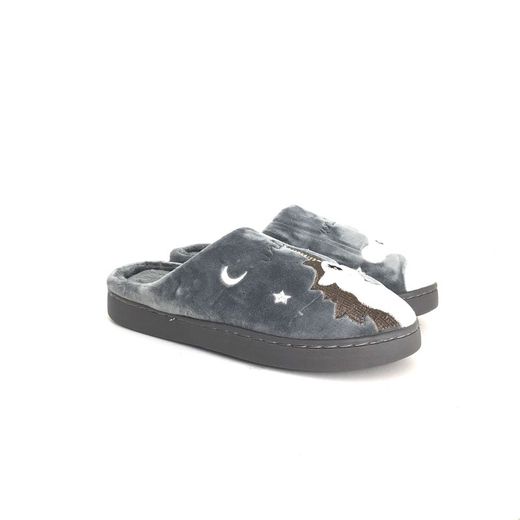 Zapatillas De Estar Por Casa Unicornio Gris