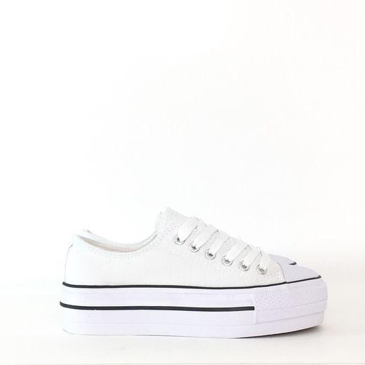 Zapatillas Tipo Converse Con Plataforma Blanco