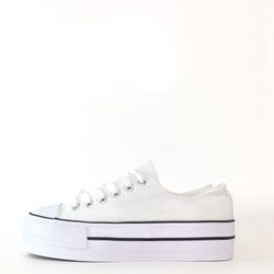 Zapatillas Tipo Converse Con Plataforma Blanco