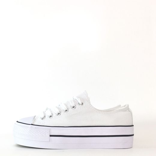 Zapatillas Tipo Converse Con Plataforma Blanco