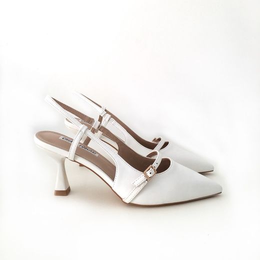 Zapato Destalonado Con Tacón Blanco